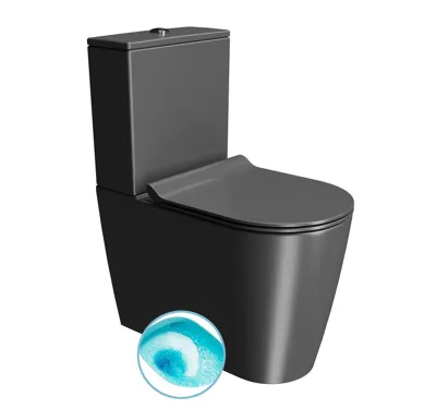 GSI KUBE X WC kombi, Swirlflush, spodní/zadní odpad, černá dual-mat