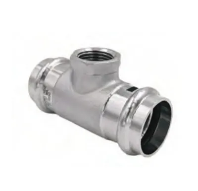 Nerezové lisovací T-kus přechodový - 15 x 1/2" x 15  mm - pro topení i pitnou vodu