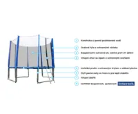 GoodJump 4UPVC Trampolína 400 cm s ochrannou sítí + žebřík + krycí plachta ( 30421+32036 ) (2)