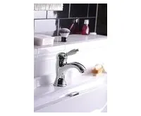 SAPHO KIRKÉ WHITE stojánková umyvadlová baterie s výpustí, bílá páčka, chrom (1)