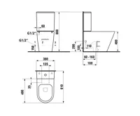 SAPHO PACO WC kombi, Rimless, spodní/zadní odpad, bílá (10)