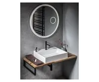 SAPHO FLOAT kulaté zrcadlo s LED podsvícením ø 90cm, kosm.zrcátko, senzor, 3500-6500K, bílá (1)