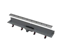 ALCAPLAST Sprchový liniový žlab plastový, s okrajem a pevným límcem ke stěně, pro perforovaný rošt, délka 850 mm APZ30-850M