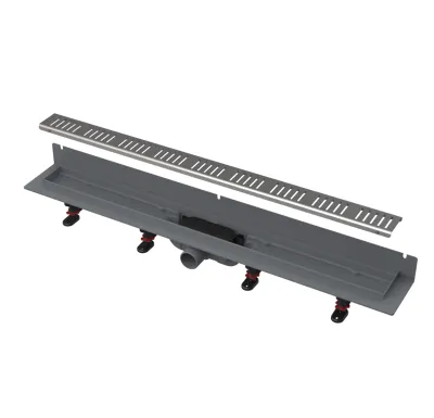 ALCAPLAST Sprchový liniový žlab plastový, s okrajem a pevným límcem ke stěně, pro perforovaný rošt, délka 850 mm APZ30-850M