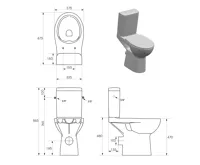 SAPHO HANDICAP WC kombi zvýšený sedák, Rimless, zadní odpad, bílá (6)