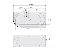 POLYSAN ASTRA R MONOLITH asymetrická vana 160x75x60cm, bílá (7)