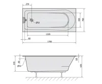 POLYSAN LISA SLIM obdélníková vana 170x70x47cm, bílá (6)