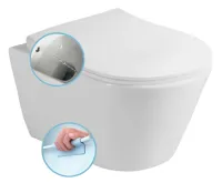 SAPHO AVVA CLEANWASH závěsná WC mísa, s bidetovou sprškou, Rimless, 35,5x53cm, bílá