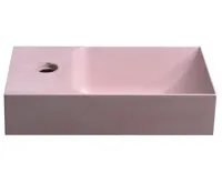 SAPHO PICCOLINO betonové umývátko 30,8x17cm, baterie vlevo, růžová mat (8)