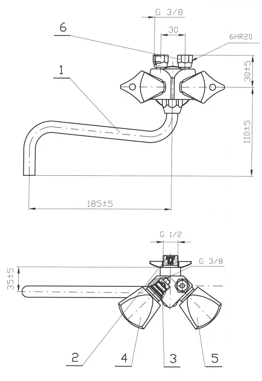Dražice Beztlaková nástěnná baterie pro beztlakové ohřívače vody BE 1845.A1 (1)