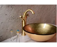 SAPHO FIANNA skleněné umyvadlo na desku Ø 42cm, bronz/zlatá (5)