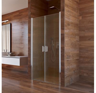 LIMA Sprchové dveře, dvoukřídlé, lítací, 85 cm, chrom ALU, sklo Point