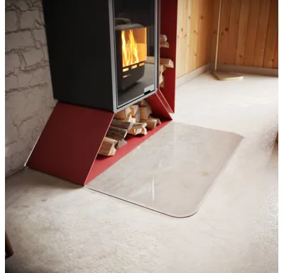 Sklo pod kamna - FLAMINGO Oblouk 1100x600 mm, fazeta / 2xR100 / 6 mm