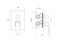 AQUALINE RITMO podomítková sprchová baterie, box, 2 výstupy, chrom (2)