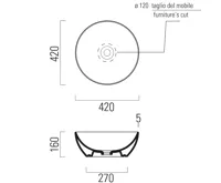 GSI PURA keramické umyvadlo na desku, průměr 42cm, agave mat (2)