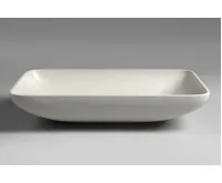 SAPHO INFRANE betonové umyvadlo na desku, včetně výpusti, 57x37cm, bílý pískovec (6)