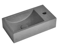 SAPHO CREST R betonové umývátko, nástěnné, včetně výpusti, 40x22cm, černý granit