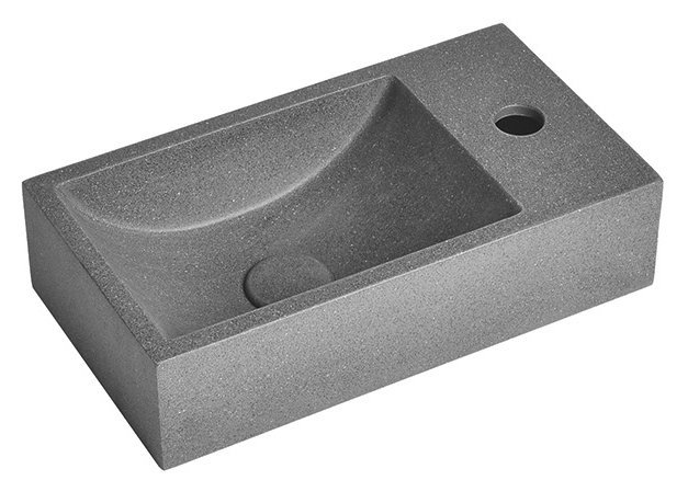 SAPHO CREST R betonové umývátko, nástěnné, včetně výpusti, 40x22cm, černý granit