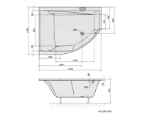 POLYSAN TANDEM L asymetrická vana 170x130x50cm, bílá (5)