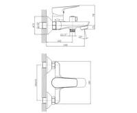 AQUALINE LOTTA nástěnná vanová baterie, chrom (4)