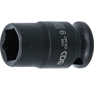 BGS Silová nástrčná hlavice, šestihranná,  6,3 mm (1/4"),  9 mm