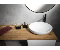 GEDY NINFEA dávkovač mýdla na postavení, černá/bambus (3)