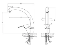 AQUALINE KASIOPEA 35 stojánková dřezová baterie, vysoké ramínko, chrom (2)
