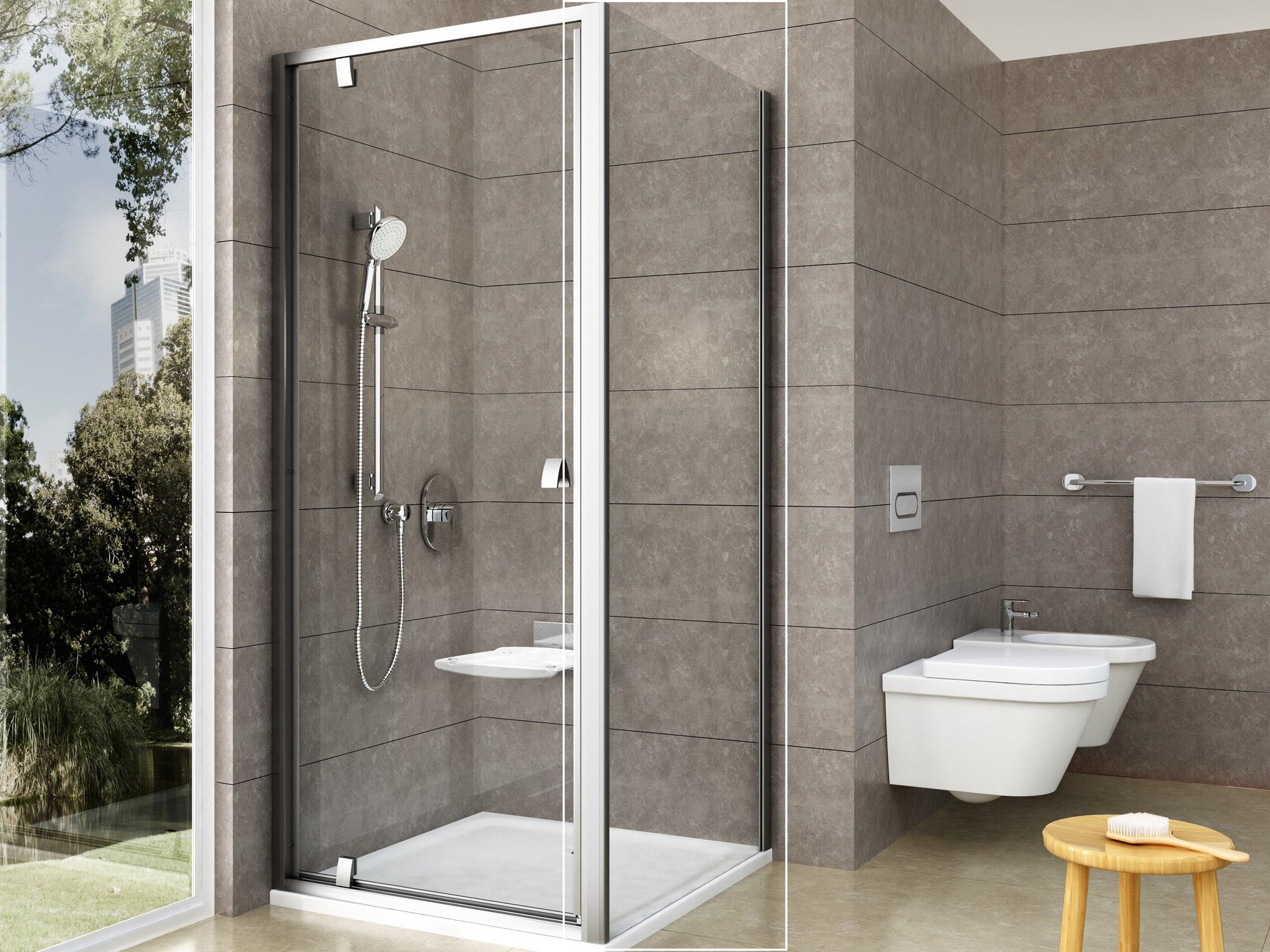 Ravak pevná stěna pivot pps-100 satin+transparent