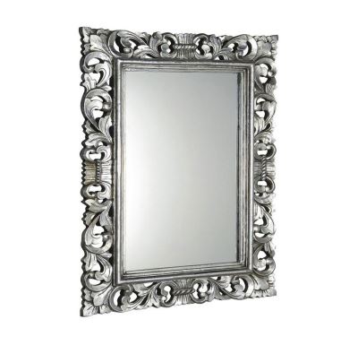 SAPHO SCULE zrcadlo ve vyřezávaném rámu 70x100cm, stříbrná
