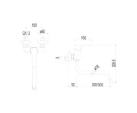 Dřezová nástěnná baterie , 100 mm, s ramínkem trubkovým ø 18 mm - 200 mm, chrom (1)