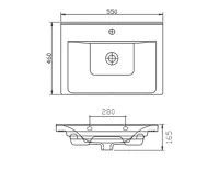 AQUALINE SAVA 55 keramické umyvadlo nábytkové 55x46cm, bílá (9)