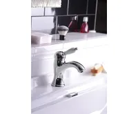 SAPHO KIRKÉ WHITE stojánková umyvadlová baterie s výpustí, bílá páčka, chrom (3)