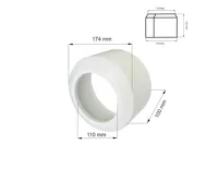 Krycí rozeta vysoká, pro připojovací kusy přímé a odtoková kolena, dělená, PP (1)