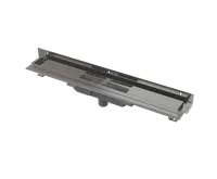 ALCAPLAST Sprchový liniový žlab nerezový, s okrajem a nastavitelným límcem ke stěně, pro perforovaný rošt, svislý odtok, délka 550 mm APZ1104-550