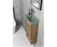 SAPHO PICCOLINO betonové umývátko 30,8x17cm, baterie vlevo, zelená mat (9)