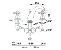 SAPHO ANTEA tříprvková umyvadlová baterie s výpustí, nikl (2)