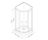 AQUALINE ARLEN čtvrtkruhová sprchová zástěna 900x900 mm, sklo Brick (10)