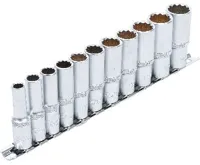 BGS Hlavice nástrčné 3/8" 8-19 mm,12ti hranné,prodloužené, 11 dílů (1)