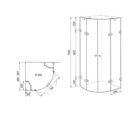 PROFI-RICH Sprchový kout  čtvrtkruh 90x90x190 chrom - sklo - čiré CK70102 (1)