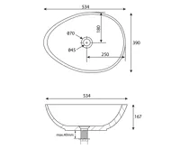 SAPHO PUNC betonové umyvadlo na desku, včetně výpusti, 53x39cm, bílý pískovec (9)