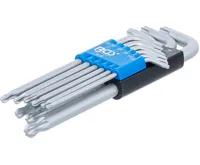 BGS Sada zahnutých klíčů, T-profil (pro Torx) s kulovou hlavou T10–T50 mm, 9dílná