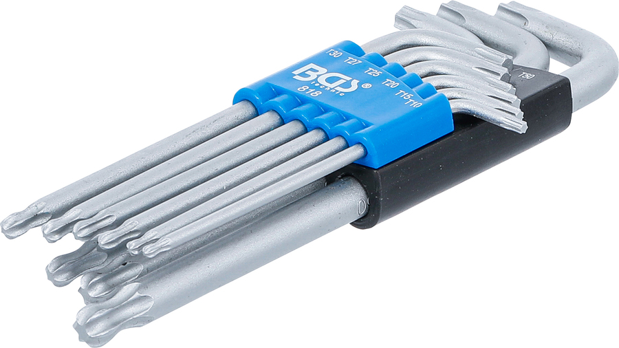 Bgs sada zahnutých klíčů, t-profil (pro torx) s kulovou hlavou t10–t50 mm, 9dílná