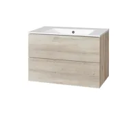 Aira, koupelnová skříňka s keramickým umyvadlem 80 cm, dub