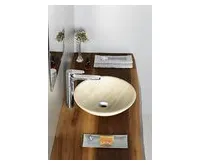 SAPHO BLOK 1 kamenné umyvadlo na desku Ø 40cm, leštěný béžový travertin (1)