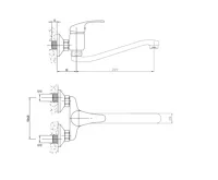 AQUALINE AQUALINE 35 nástěnná baterie, rozteč 100mm, ramínko ploché zvýšené, chrom (2)