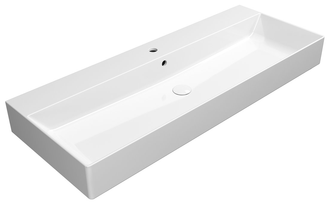 Gsi kube x keramické umyvadlo 120x47cm, broušená spodní hrana, bílá extraglaze