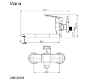 Dřezová nástěnná baterie, Viana, 150 mm, s ramínkem plochým rovným 200 mm, chrom (1)