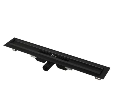 ALCAPLAST Sprchový liniový žlab nerezový, s okrajem, pro perforovaný rošt, černá-mat, délka 1150 mm APZ101BLACK-1150