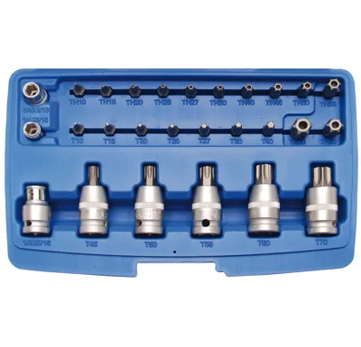BGS Hlavice zástrčné 1/2" T-profil T45-T70 + bity T10-T70, sada 27dílů