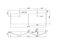 Koupelnová skříňka s dvouumyvadlem z litého maramoru, 120cm,  bílá/bílá (4)